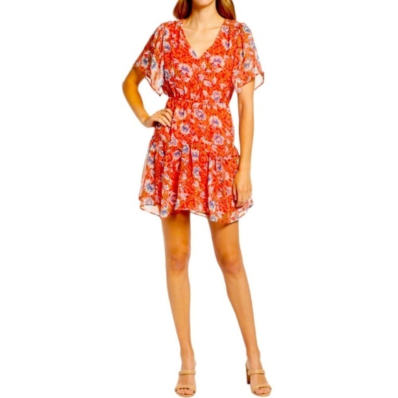 SAM EDELMAN Country Paisley Floral Aline Ruffle Hem Mini Dress Size 10 NEW - Picture 1 of 7